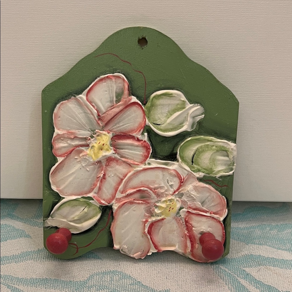 Hand Made & Painted Wood Shelf w Pegs - Jewelry